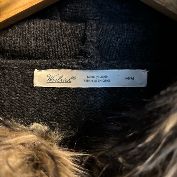 Woolrich Y2k Lambswool Long Cable
Cardigan Zip Sweater Gray Hood
Faux Fur Belt - Picture 7 of 8